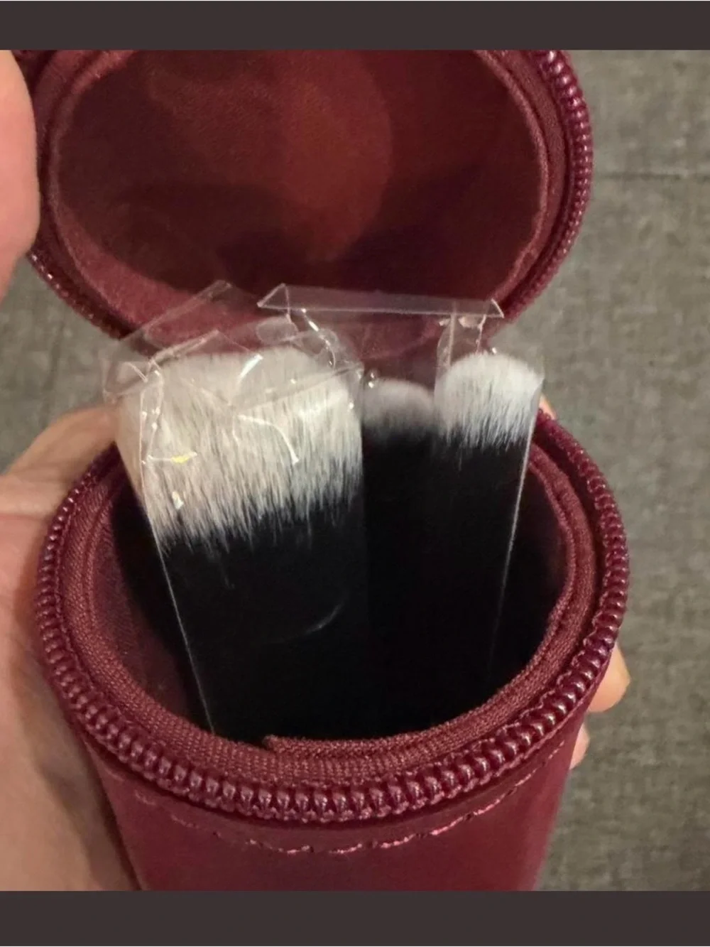 Gucci Burgundy Makeup Brush Set with Matching Case